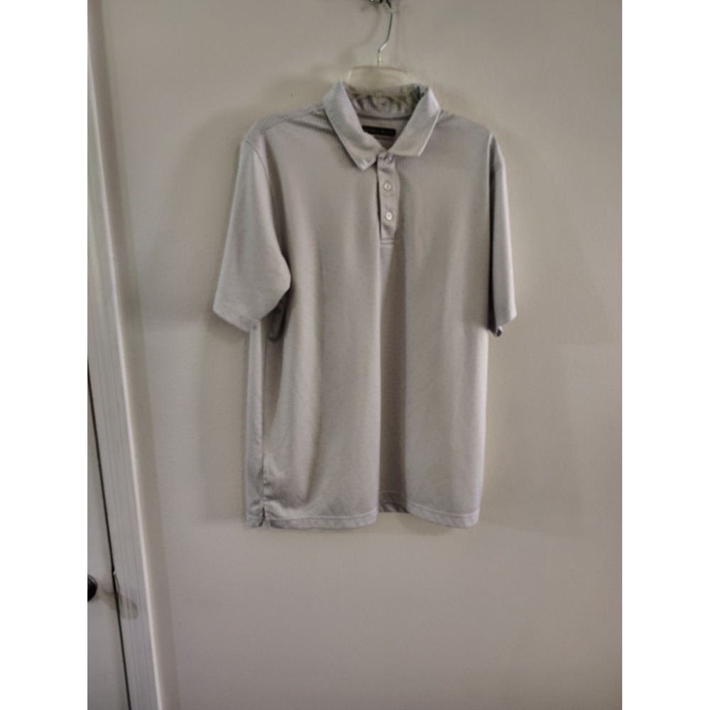 Pebble Beach Dry-Luxe Performance Polo Shirt Mens Large Gray Blue Golf Top